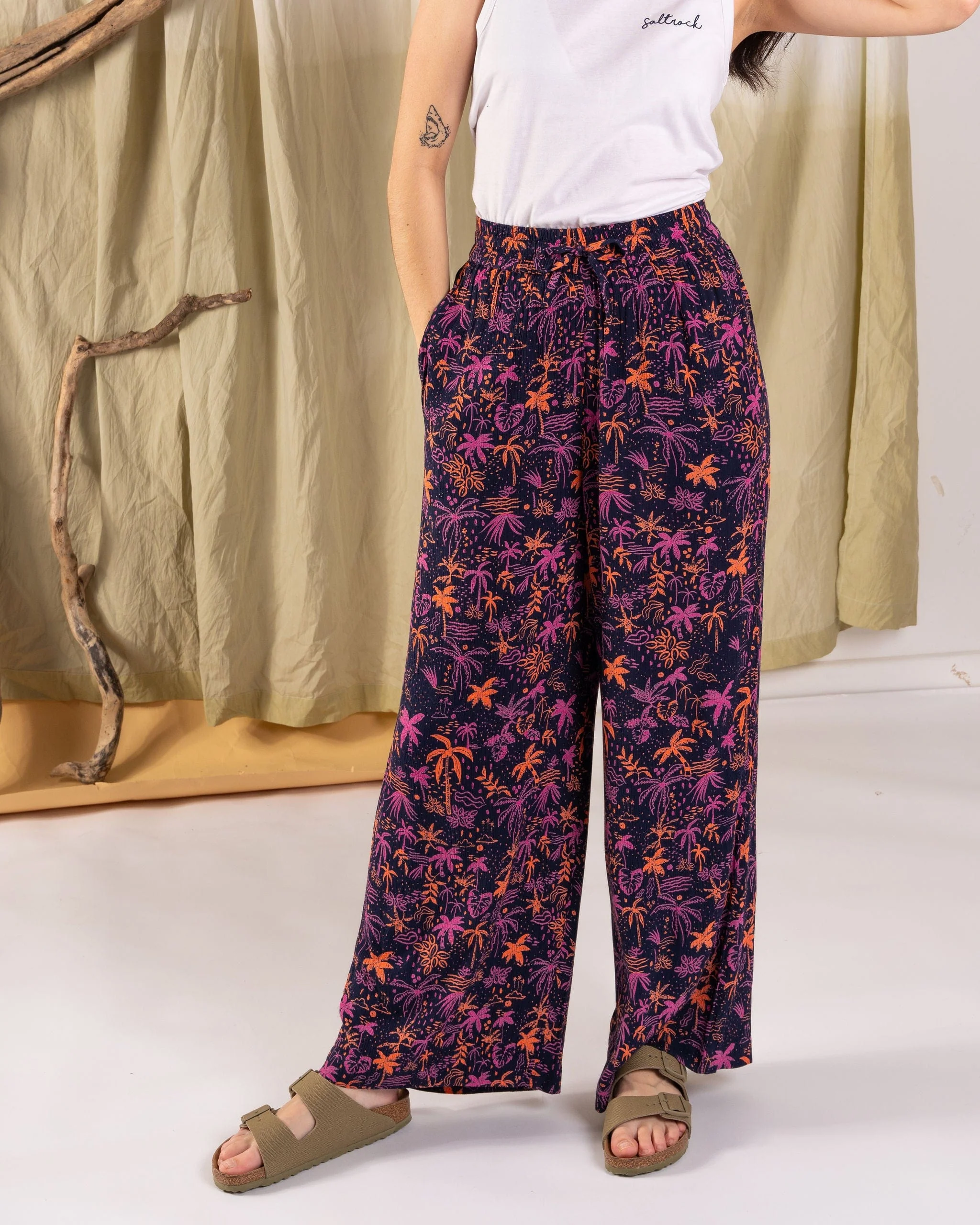 Acapulco - Womens Lightweight Wide Leg Trousers - Multi - Image 2