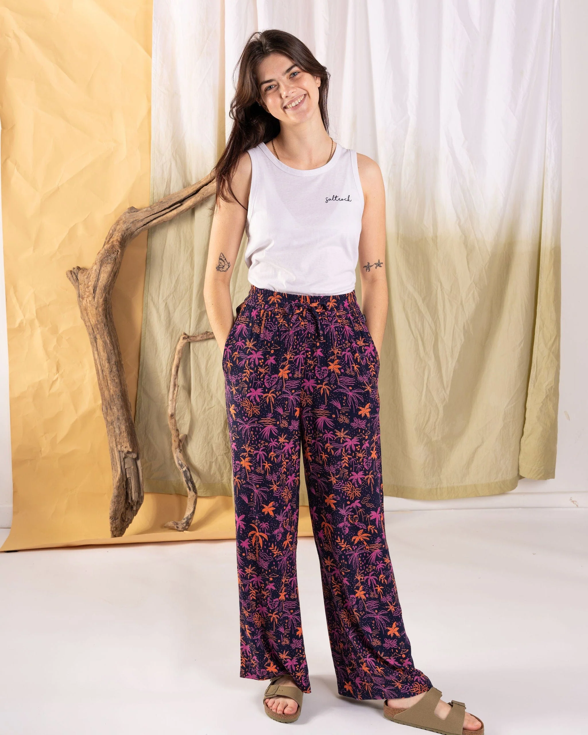 Acapulco - Womens Lightweight Wide Leg Trousers - Multi - Image 7