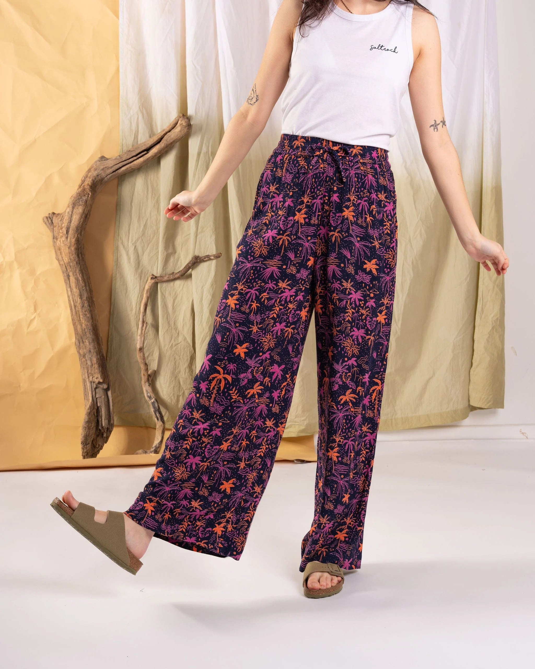Acapulco - Womens Lightweight Wide Leg Trousers - Multi - Image 9