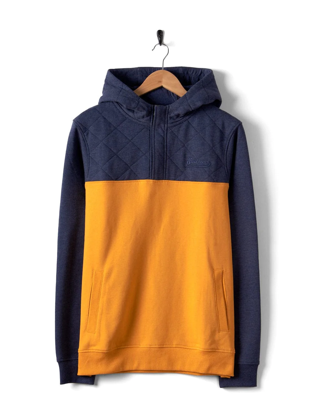 Aiken - Mens 1/4 Neck Recycled Hoodie - Yellow - Image 2
