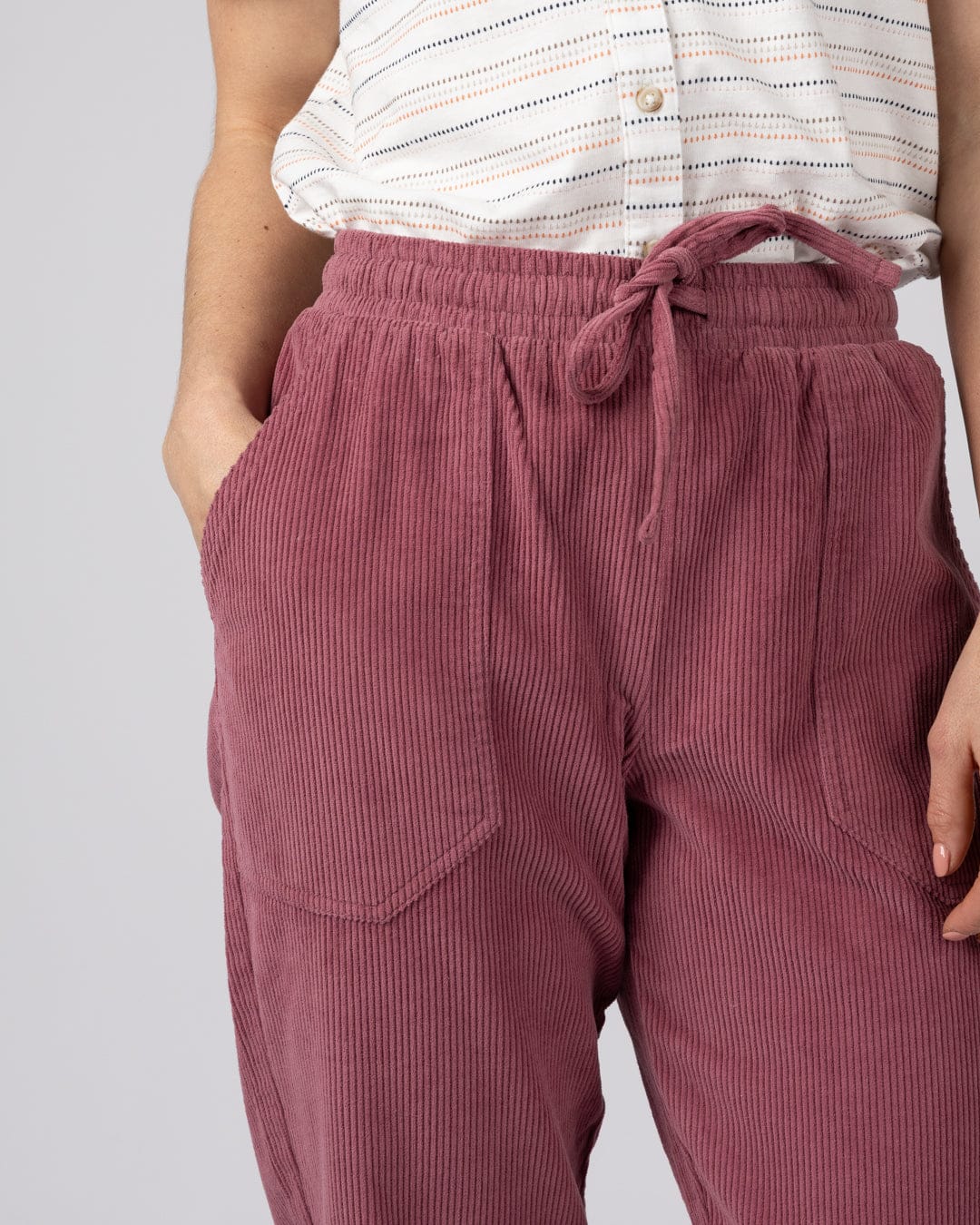Alora - Womens Corduroy Trouser - Dark Pink - Image 3