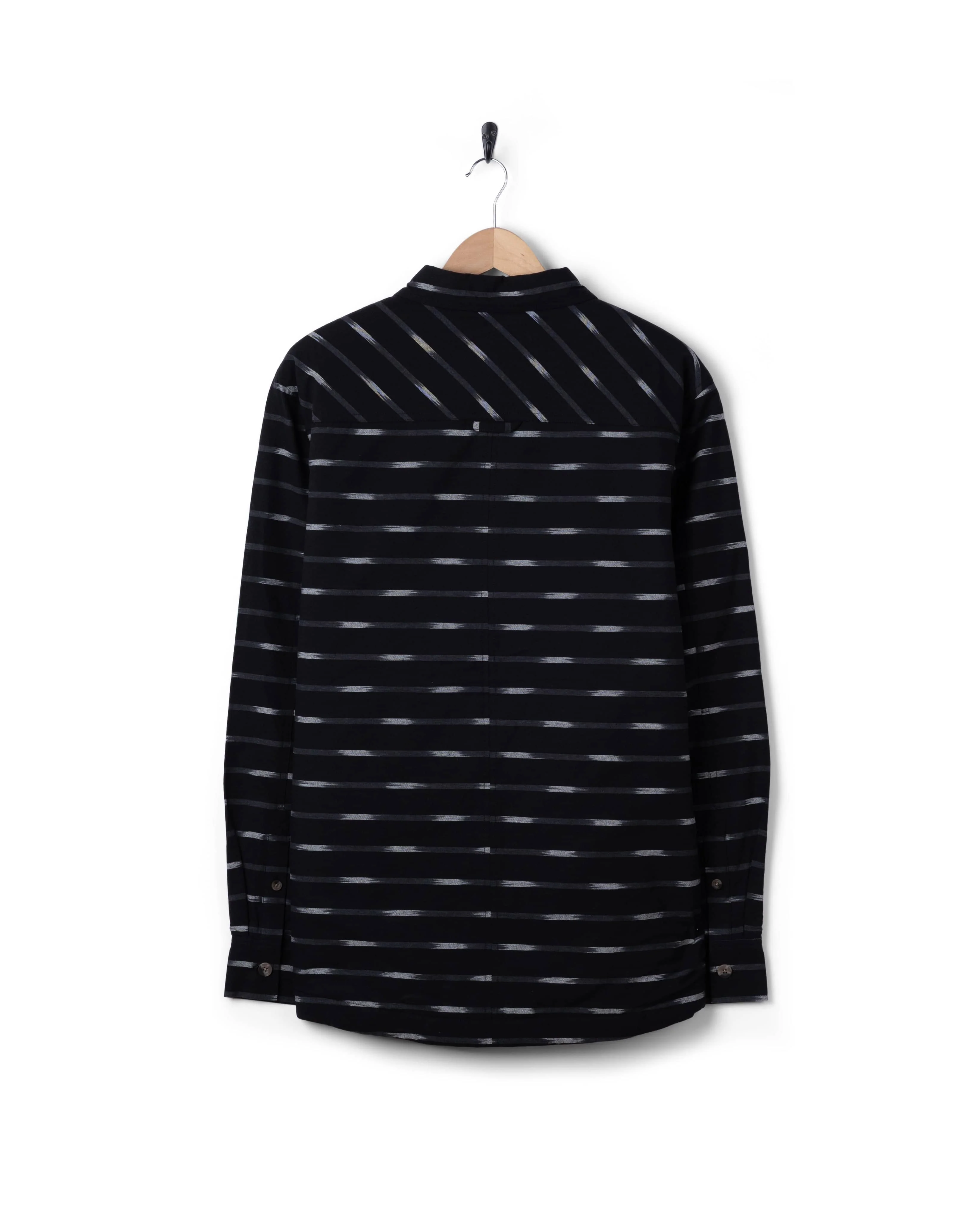 Ammar - Mens Sherpa Lined Shirt - Grey Stripe - Image 9