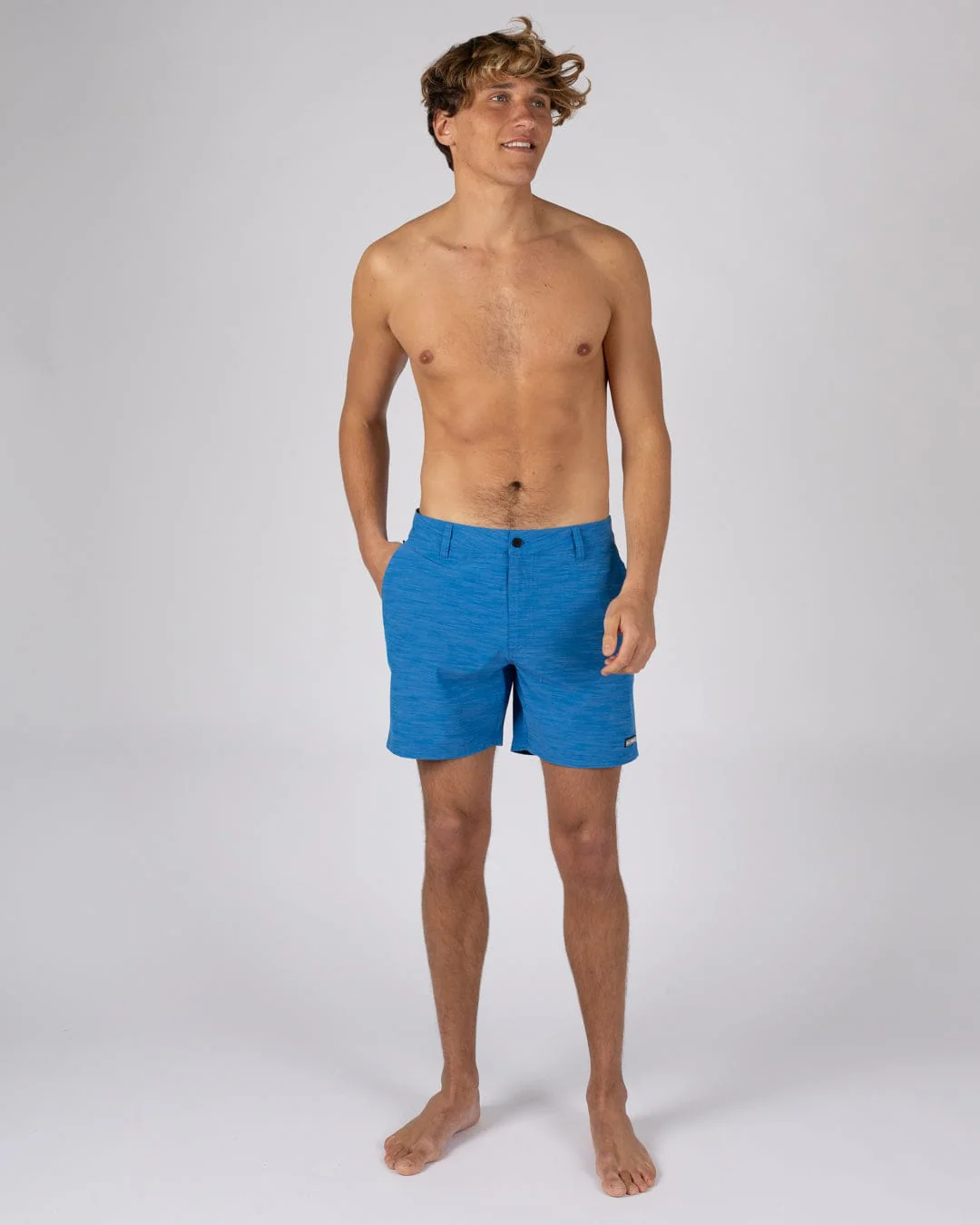 Amphibian 17 - Mens Hybrid Board Shorts - Mid Blue - Image 3