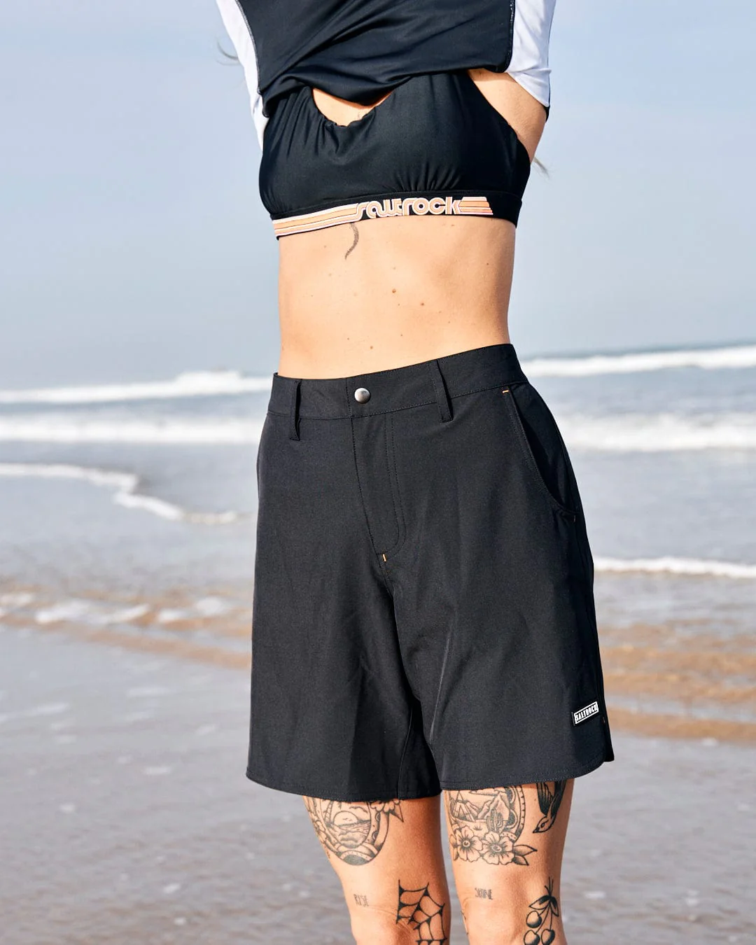 Amphibian - Womens Hybrid Boardshorts - Black - Image 3