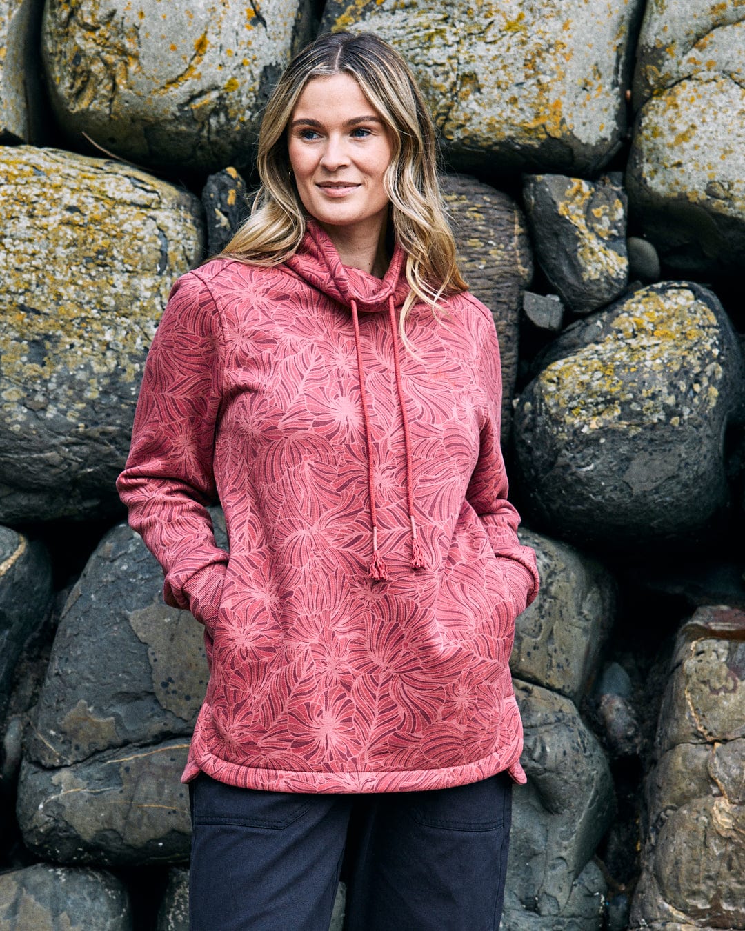 Harper - Womens All Over Print Longline Pop Sweat - Pink - Image 3