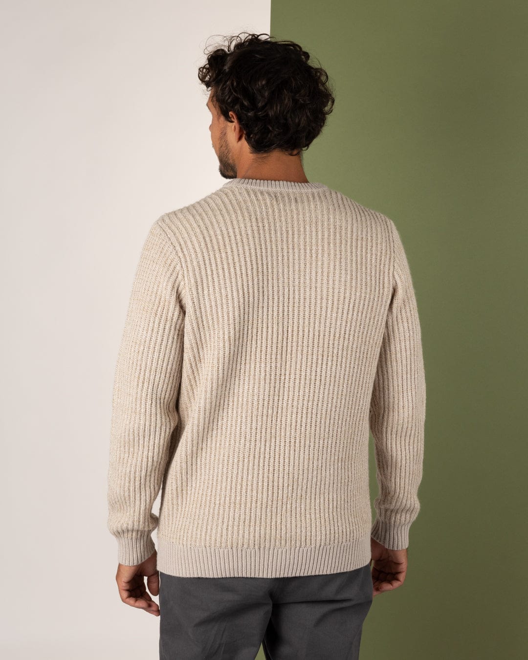 Arlen - Mens Knitted Jumper - Cream - Image 4
