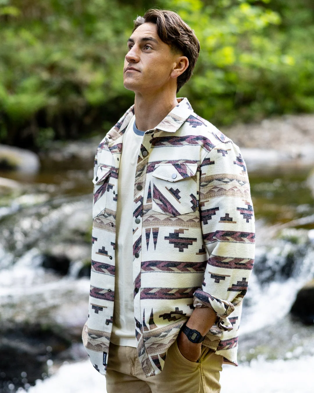 Asher - Mens Jacquard Shirt - Cream