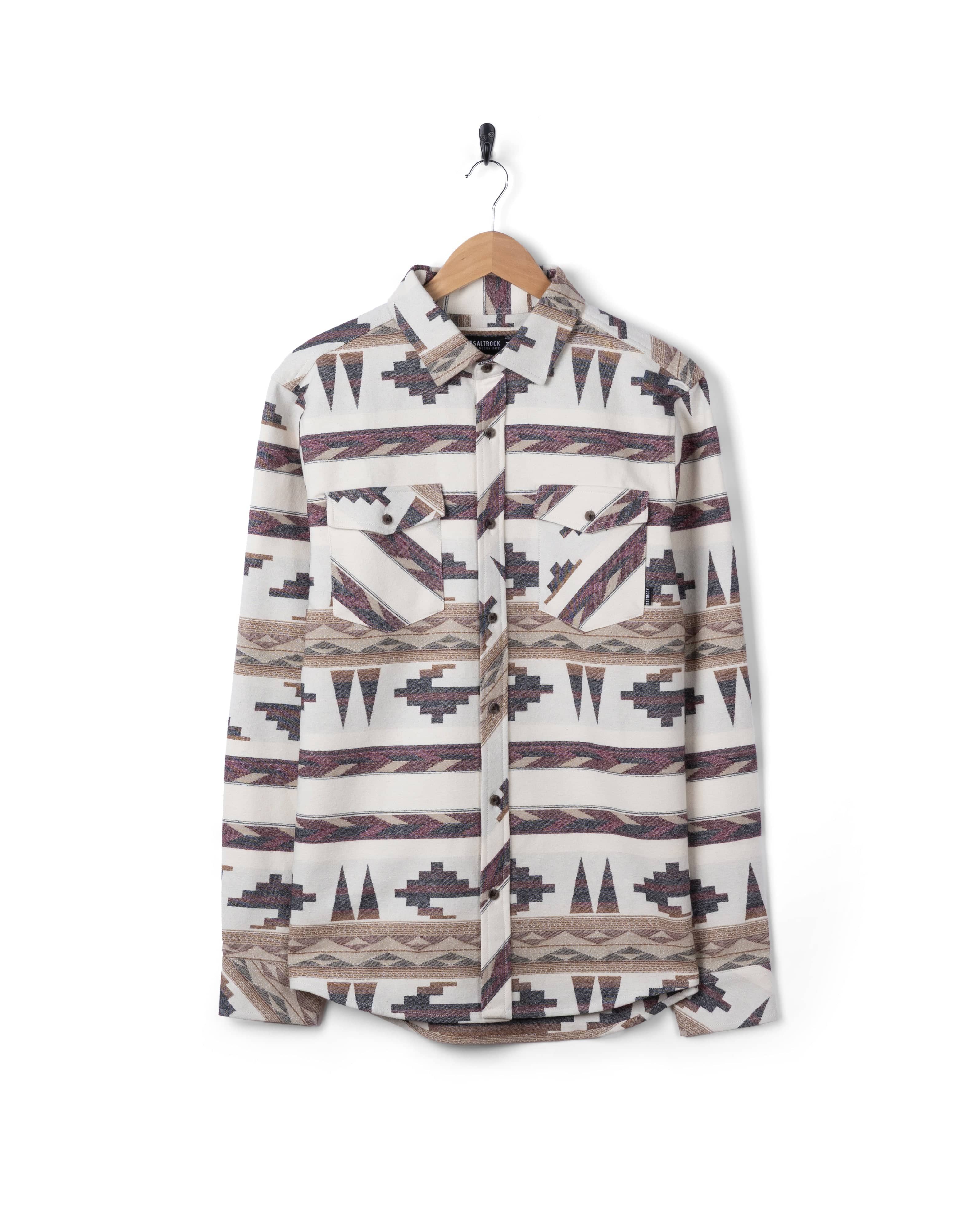 Asher - Mens Jacquard Shirt - Cream - Image 4
