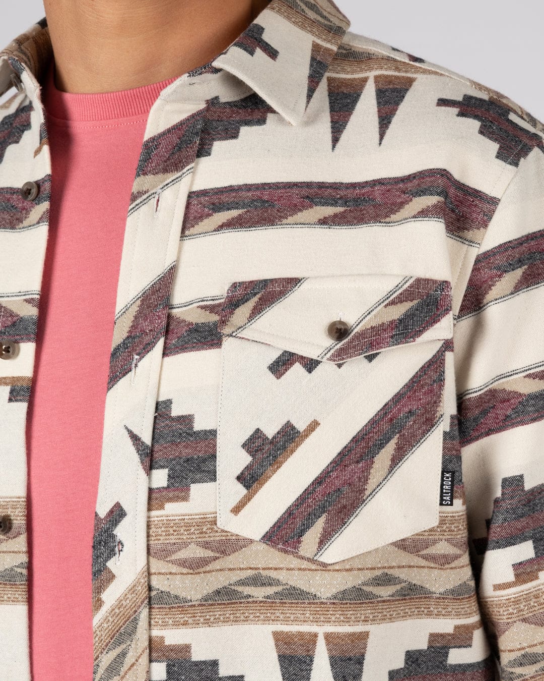 Asher - Mens Jacquard Shirt - Cream - Image 6