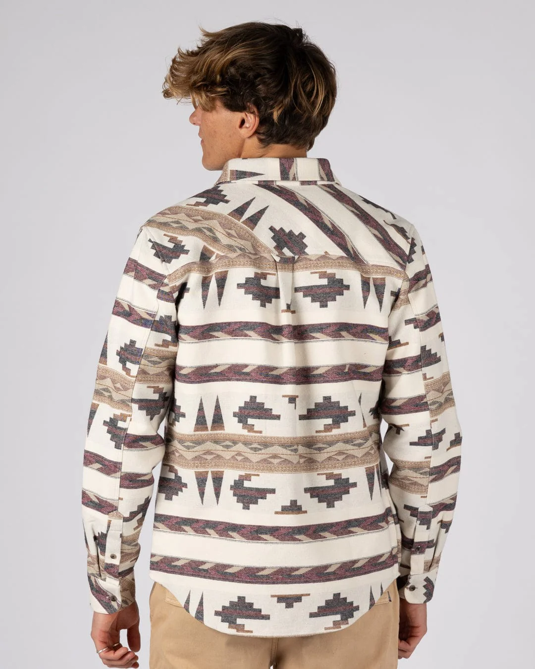Asher - Mens Jacquard Shirt - Cream - Image 7