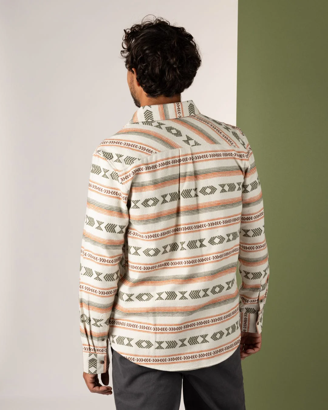 Asher - Mens Jacquard Shirt - Cream/Orange - Image 10