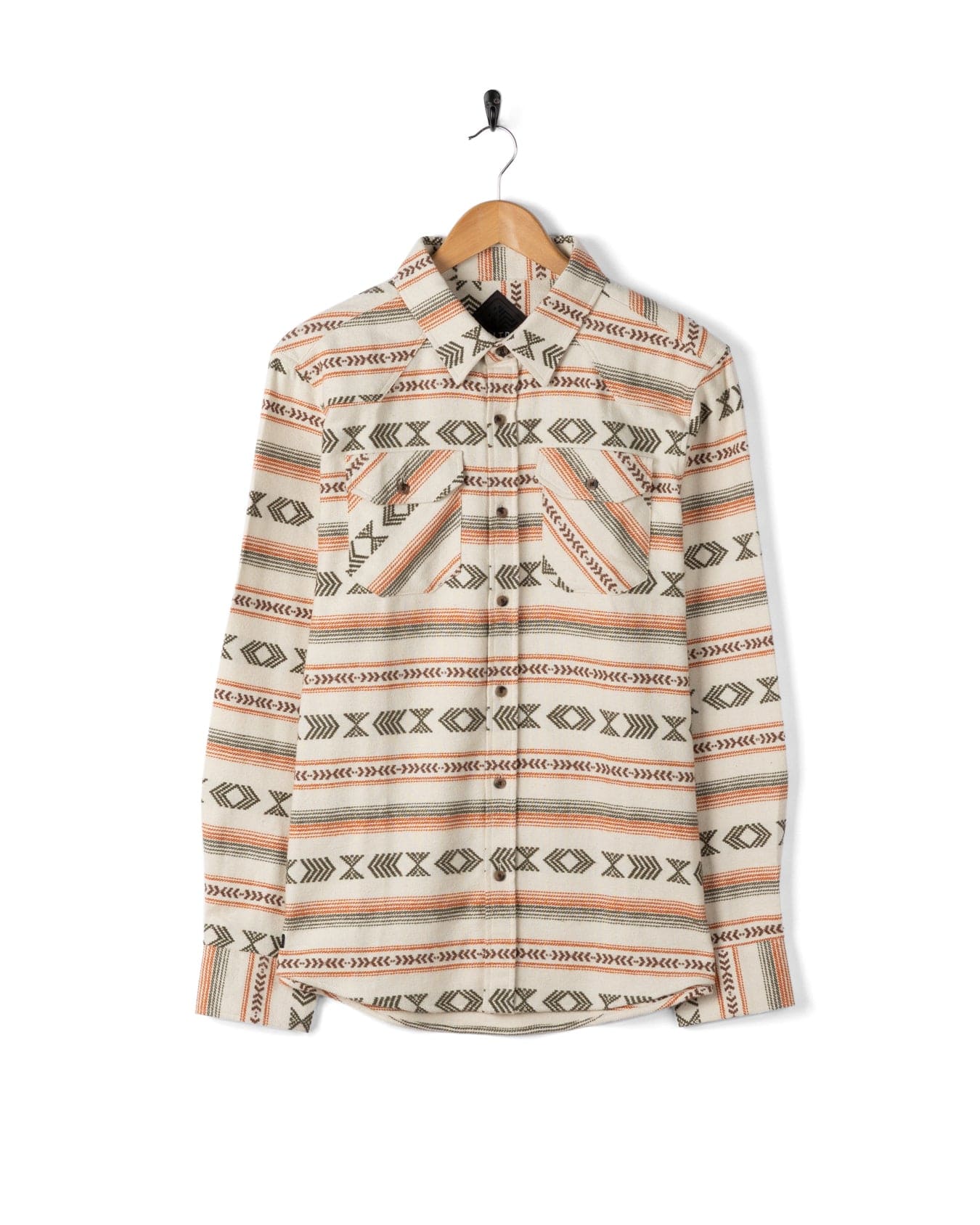 Asher - Mens Jacquard Shirt - Cream/Orange - Image 3