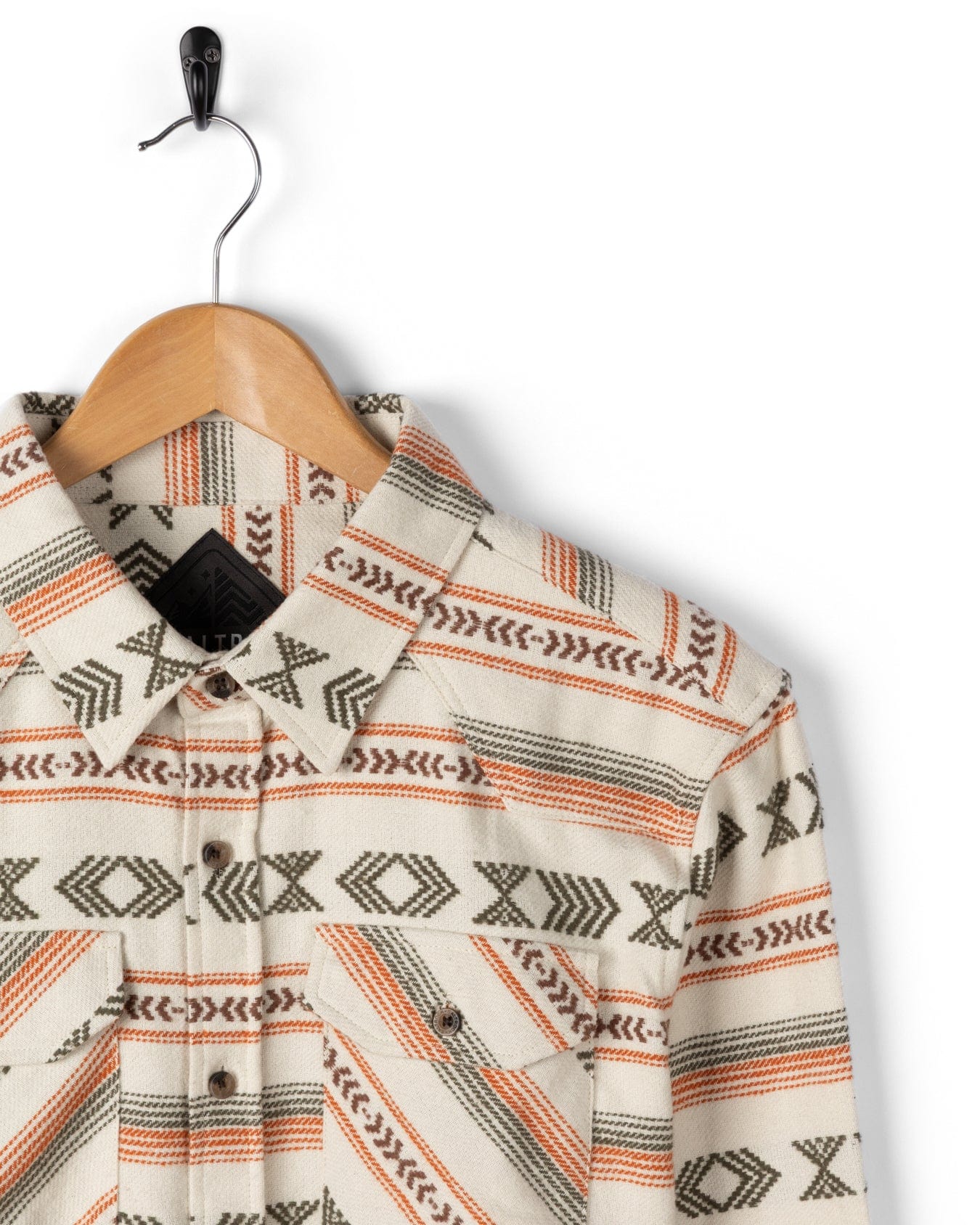 Asher - Mens Jacquard Shirt - Cream/Orange - Image 7