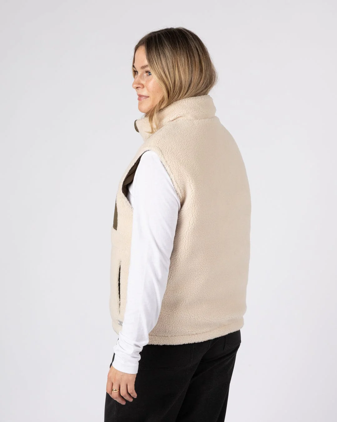 Astra Fleece - Womens Reversible Gilet - Green/Cream - Image 11
