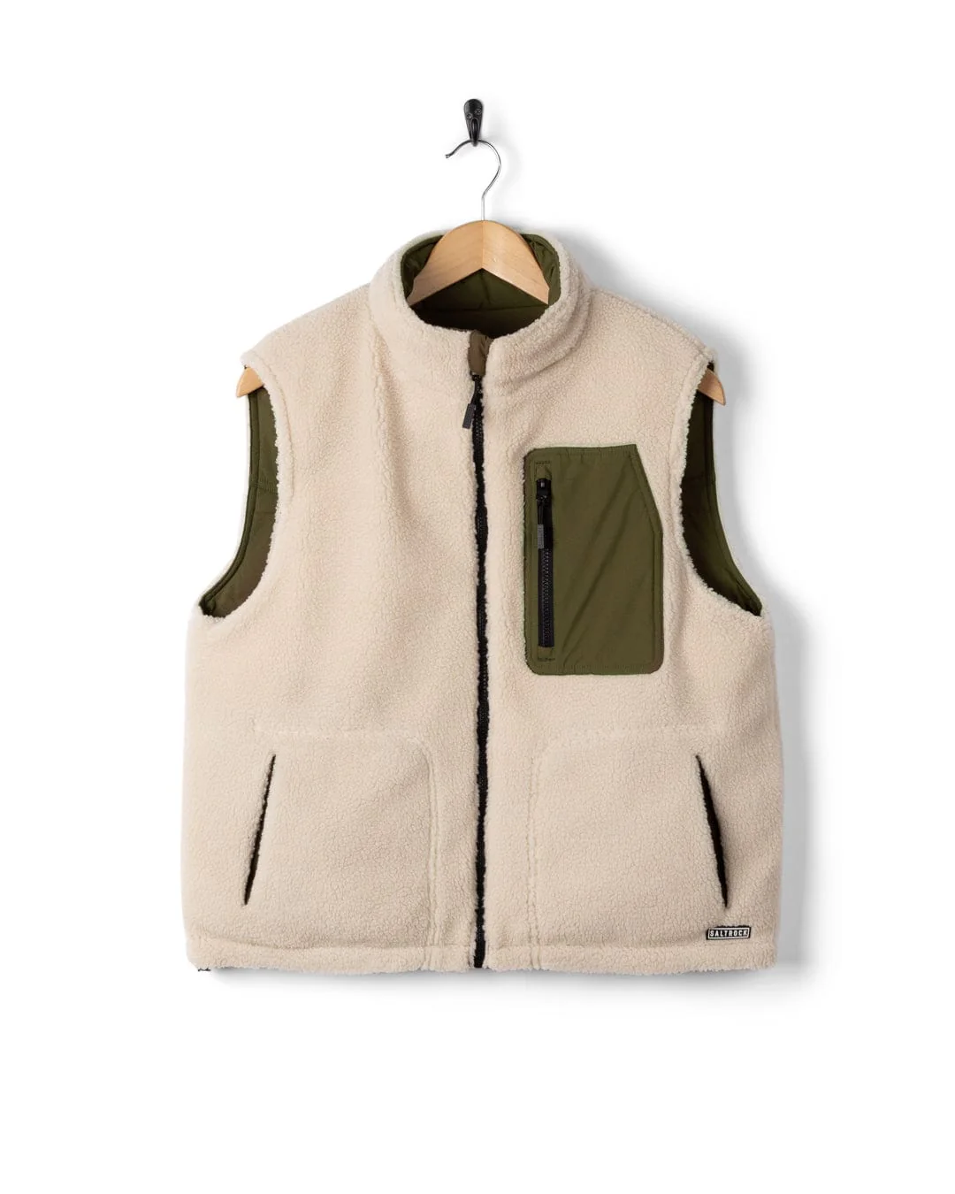 Astra Fleece - Womens Reversible Gilet - Green/Cream - Image 17
