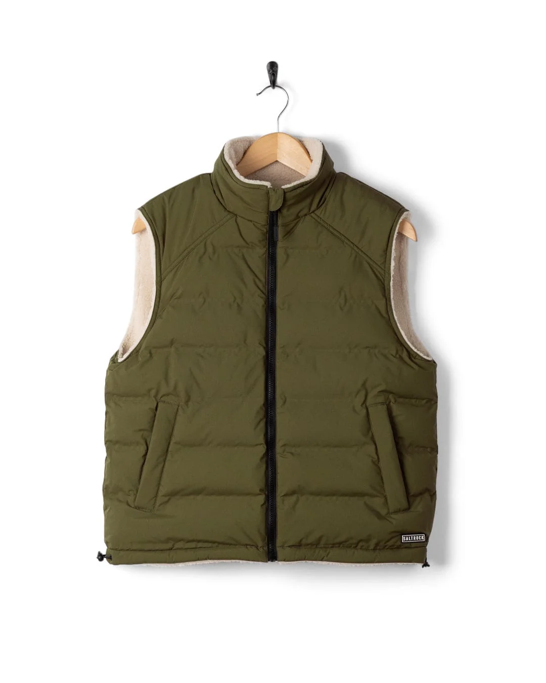 Astra Fleece - Womens Reversible Gilet - Green/Cream - Image 19