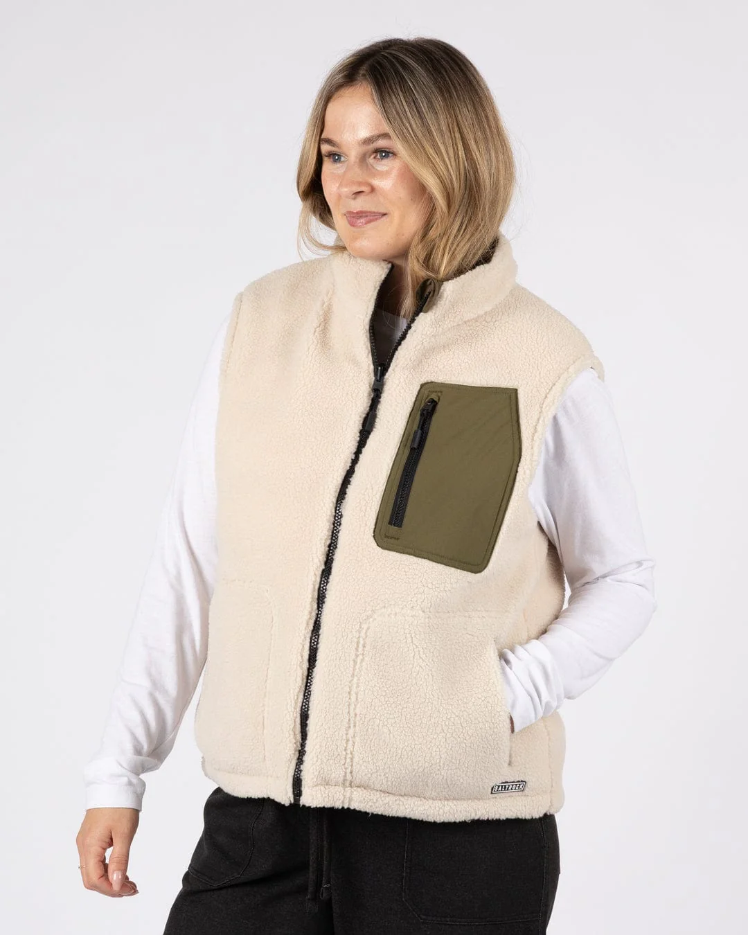 Astra Fleece - Womens Reversible Gilet - Green/Cream - Image 8