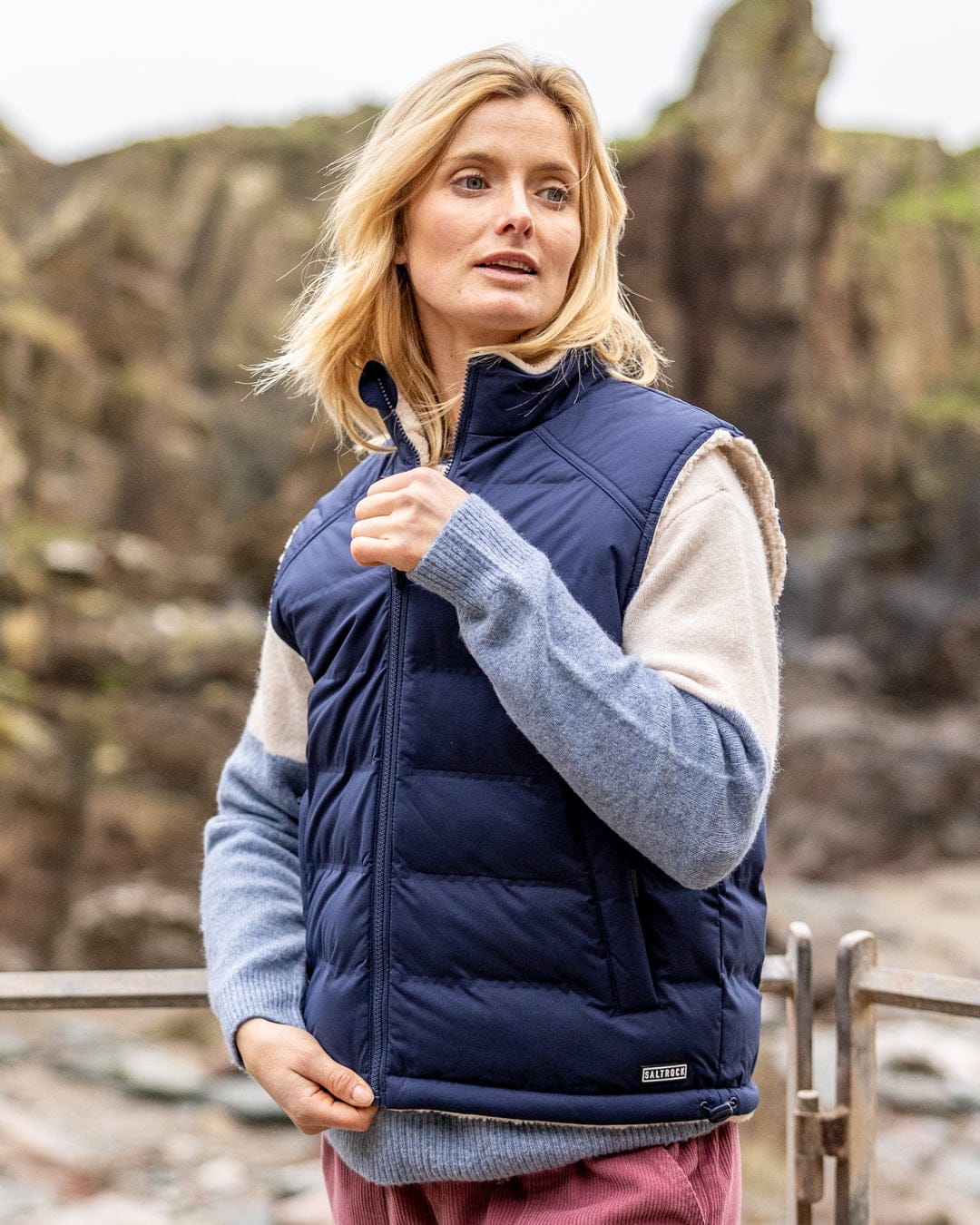 Astra Borg - Womens Reversible Gilet - Navy - Image 4