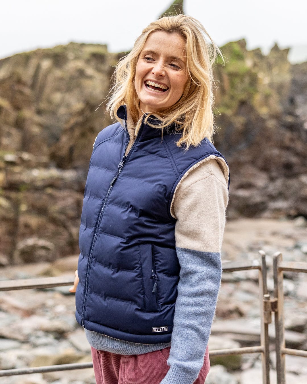 Astra Borg - Womens Reversible Gilet - Navy - Image 5