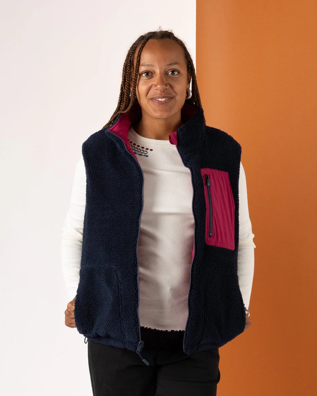 Astra Fleece - Womens Reversible Gilet - Blue/Pink - Image 9