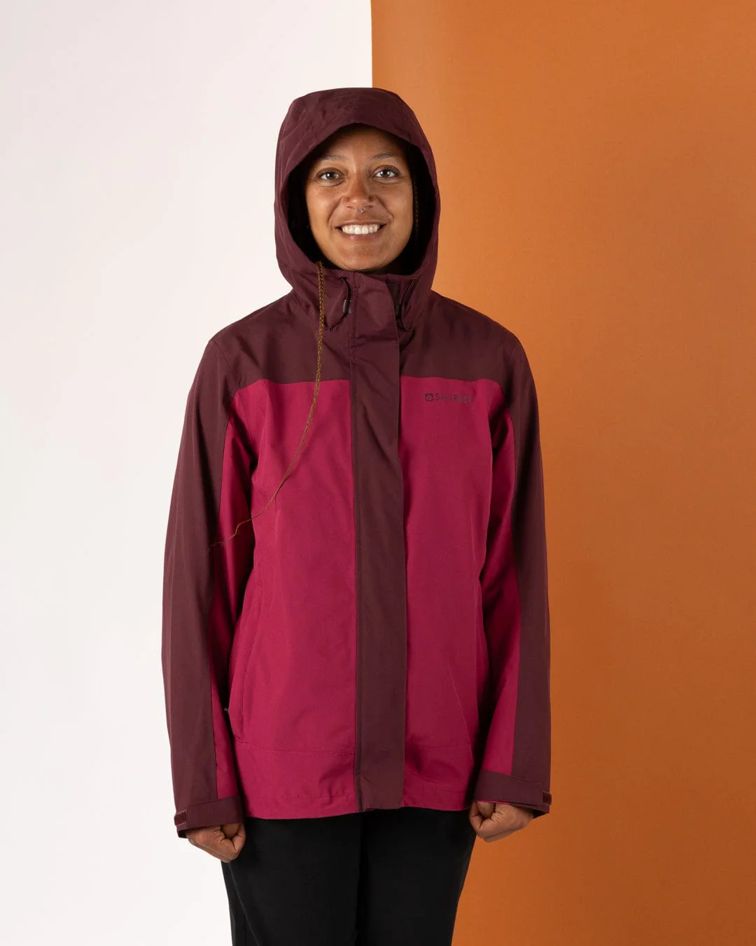 Aubrey Colourblock - Womens - Waterproof Jacket - Dark Pink - Image 12
