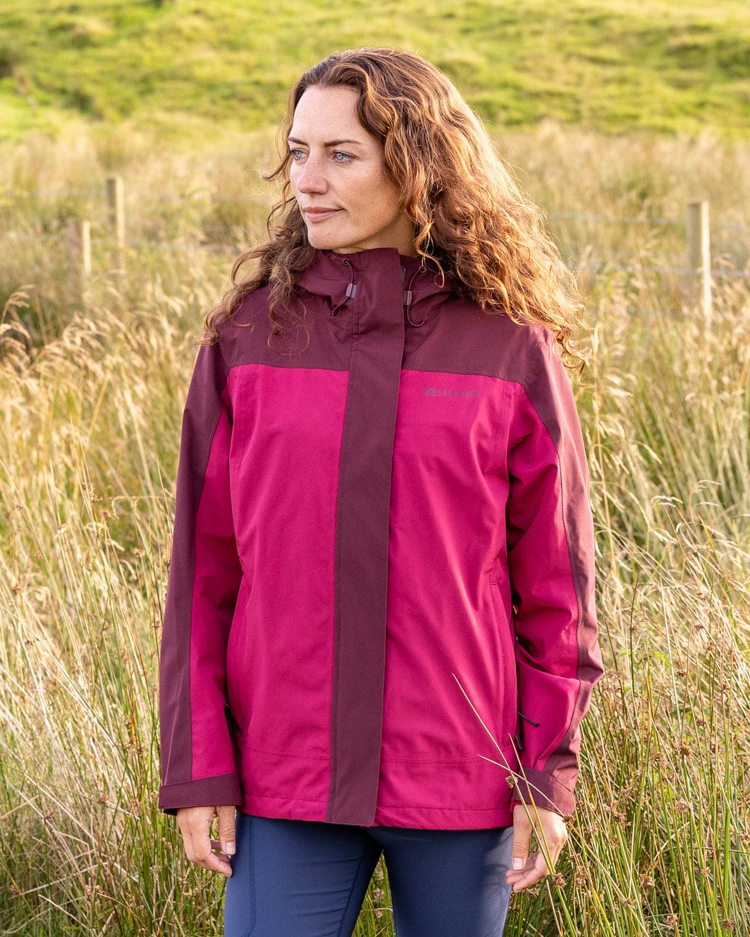 Aubrey Colourblock - Womens - Waterproof Jacket - Dark Pink - Image 13