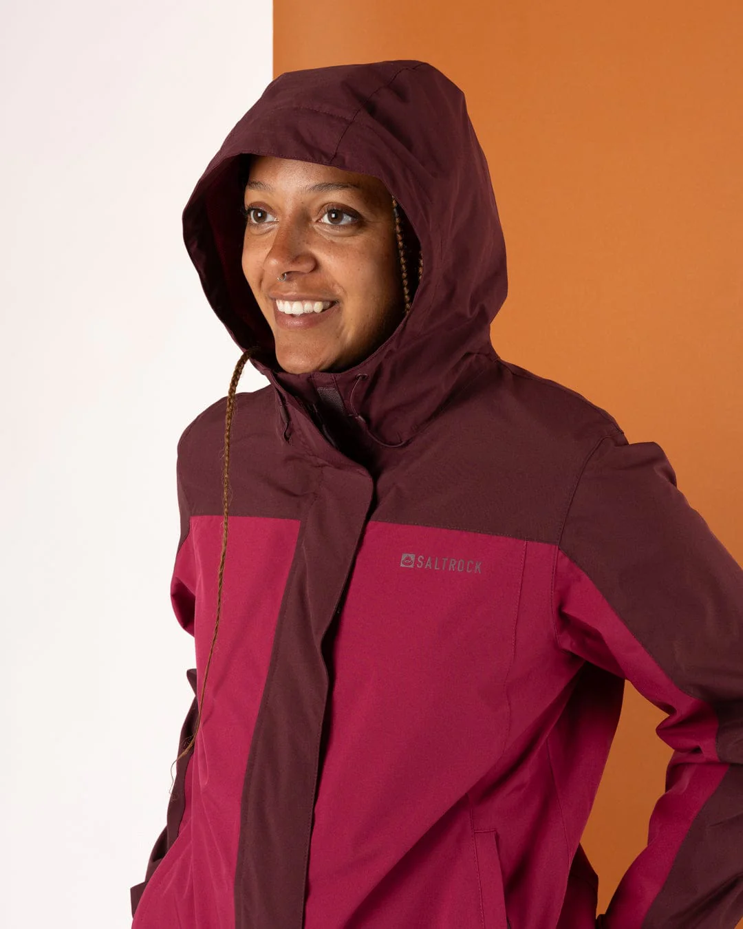 Aubrey Colourblock - Womens - Waterproof Jacket - Dark Pink - Image 4