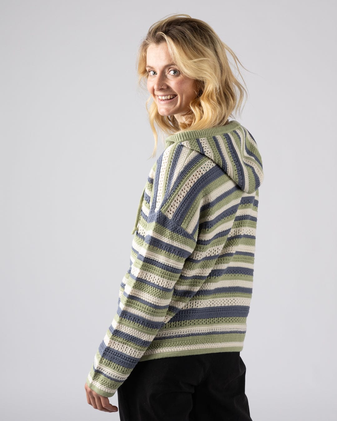 Aurelia - Womens Hooded Jumper - Light Green - Image 2