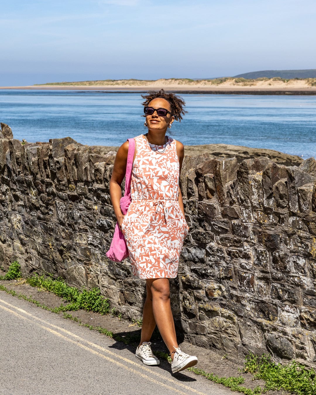 Bauhaus Balance - Womens Midi Dress - Coral - Image 11