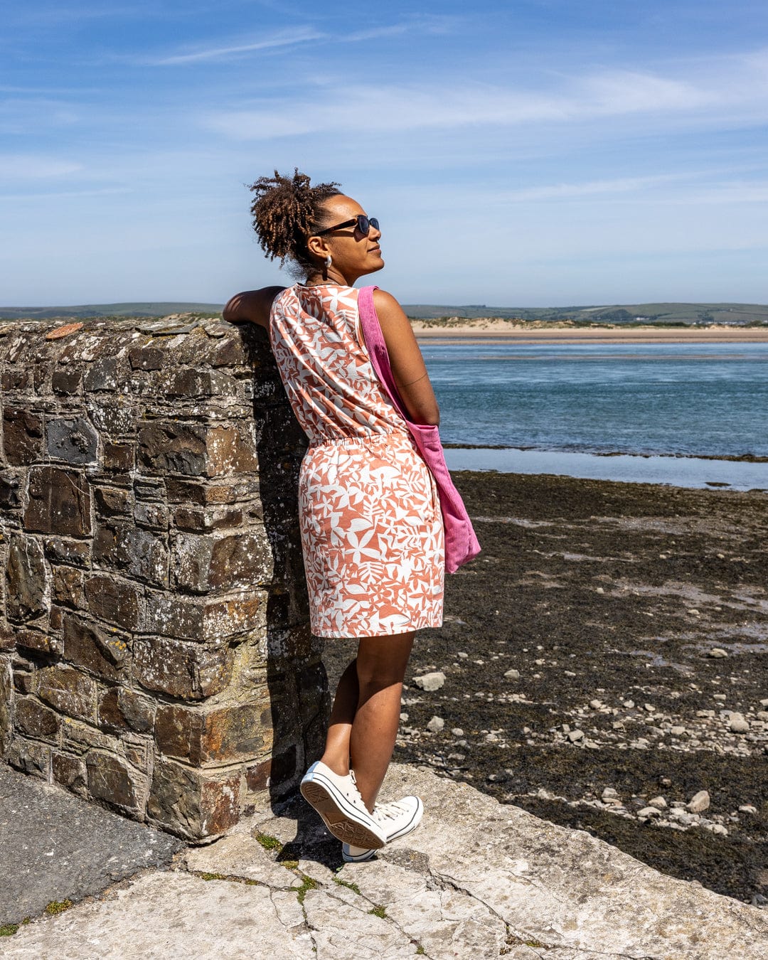Bauhaus Balance - Womens Midi Dress - Coral - Image 2