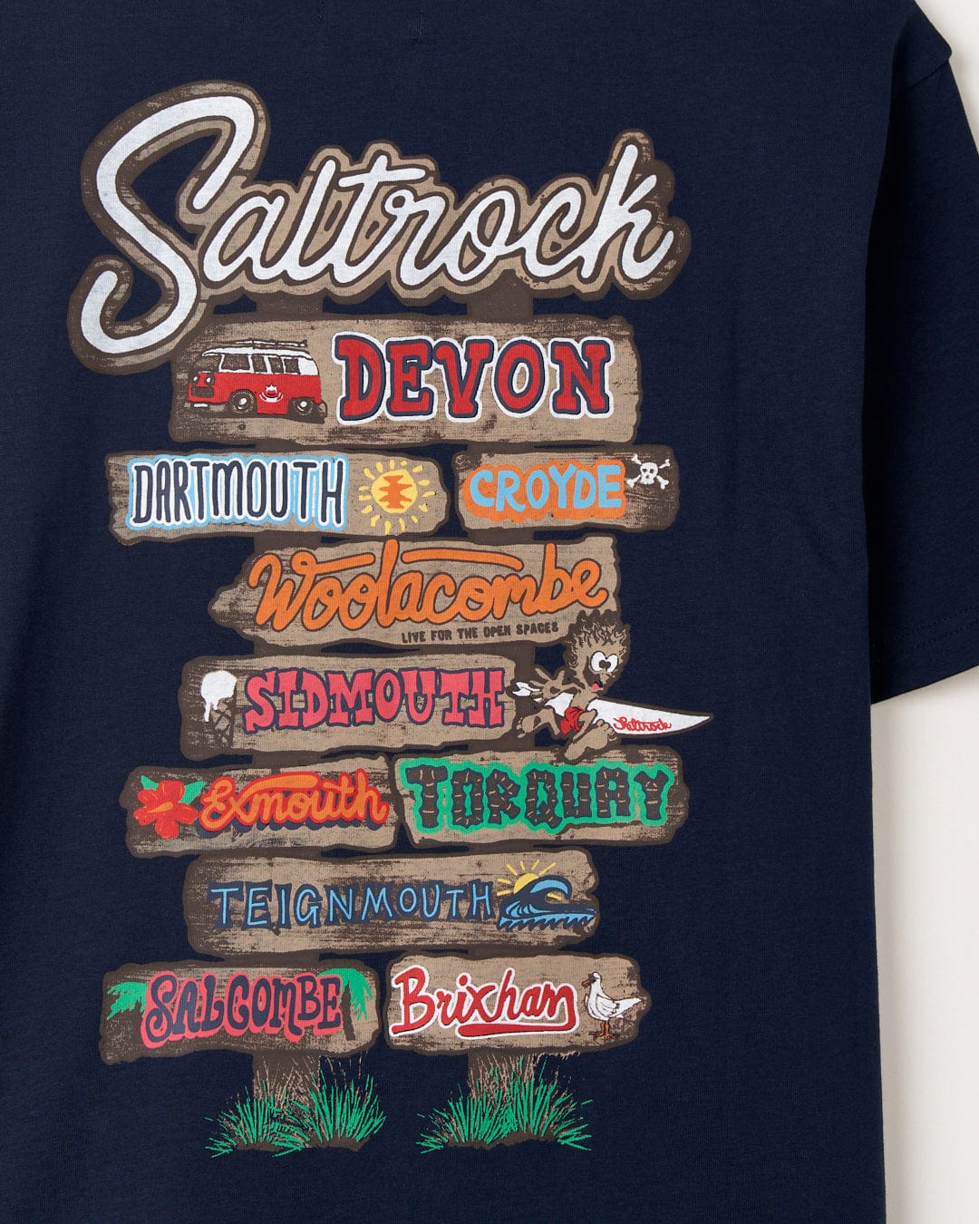 Beach Signs Devon - Mens Short Sleeve T-Shirt - Blue - Image 3