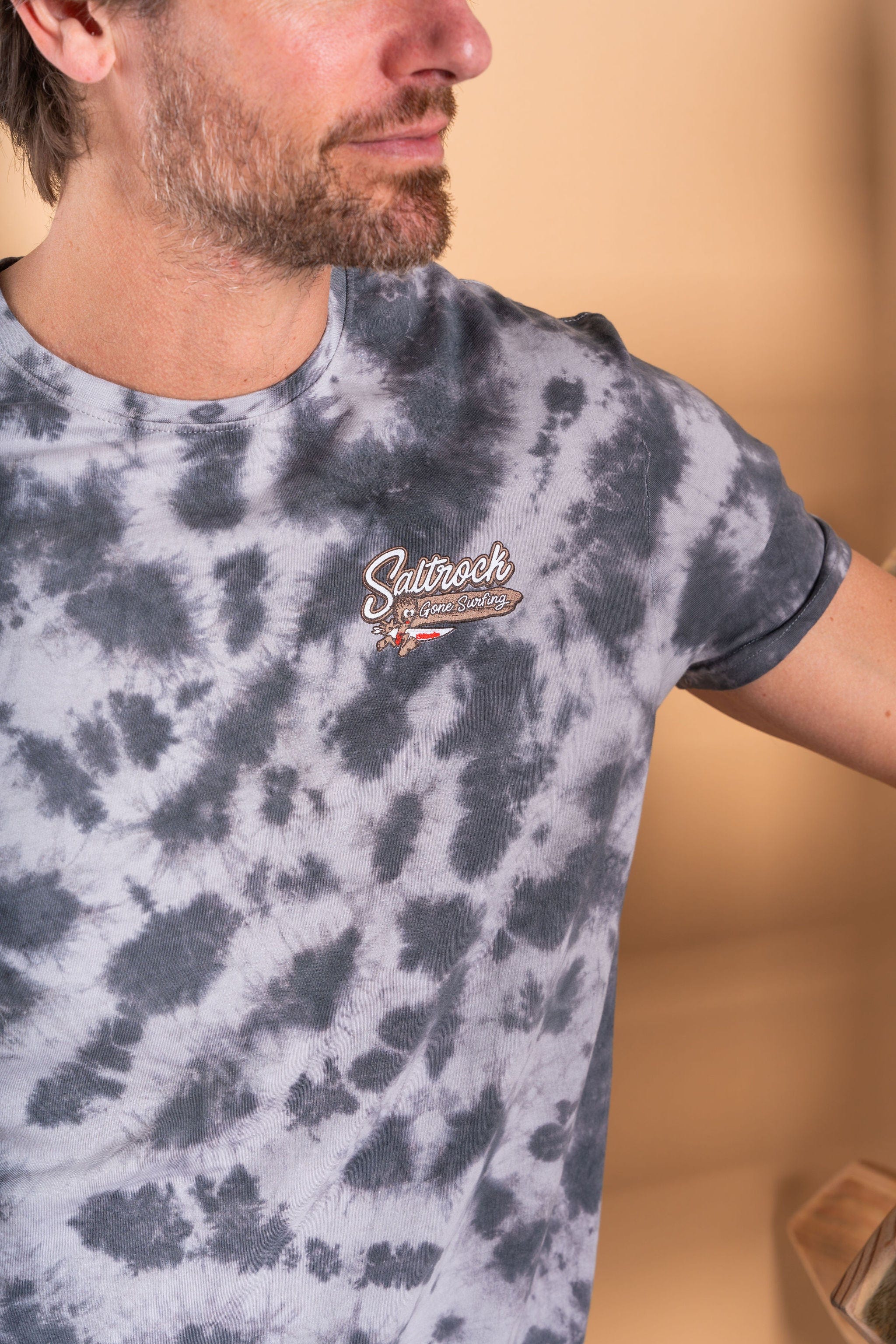 Beach Signs Wales - Mens Tie Dye T-Shirt - Grey - Image 2