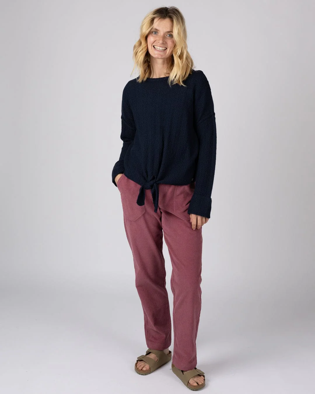 Beachtide  - Womens Knot Front Knit Jumper - Blue - Image 2