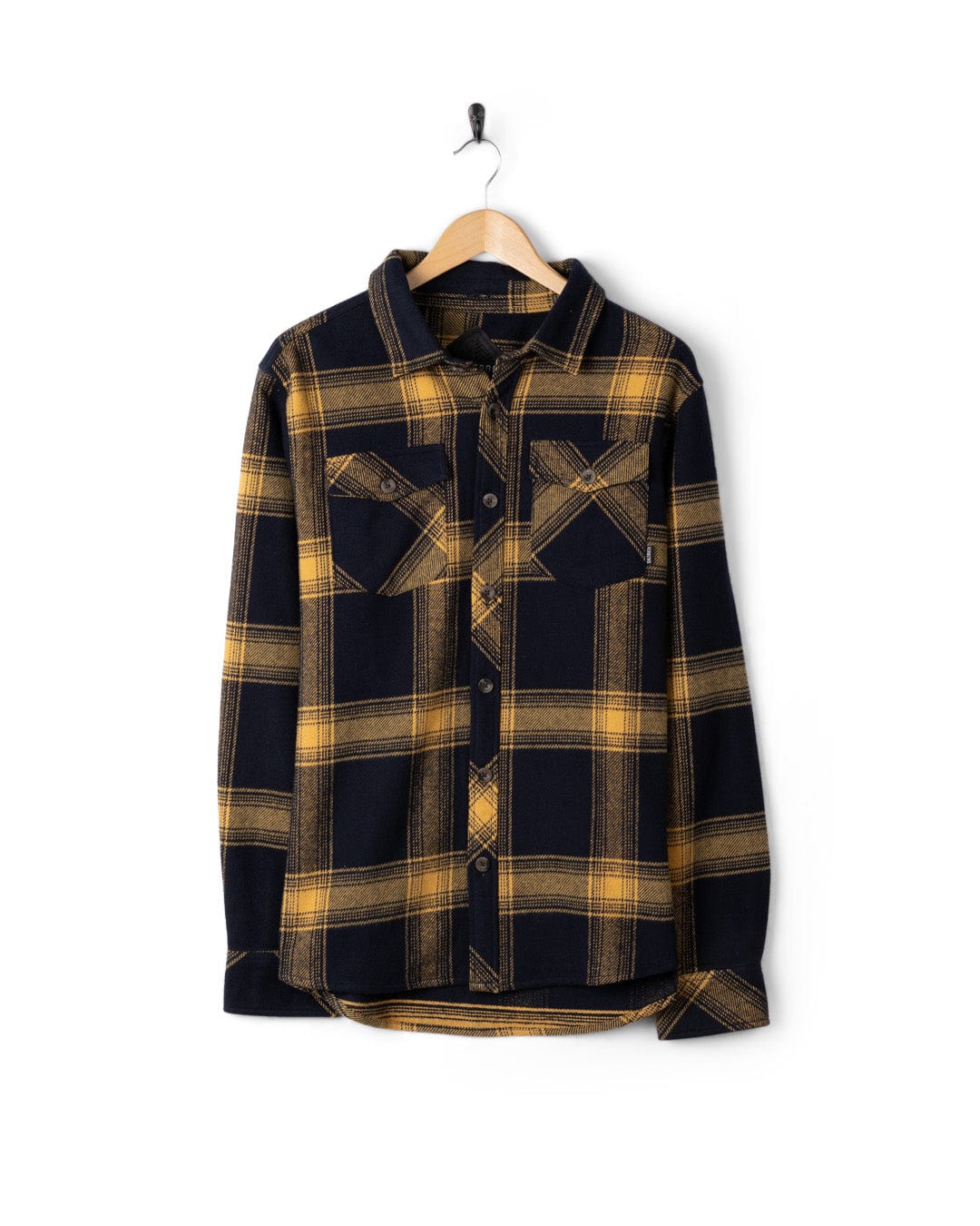 Beale - Mens Hooded Check Shirt - Yellow/Blue - Image 8