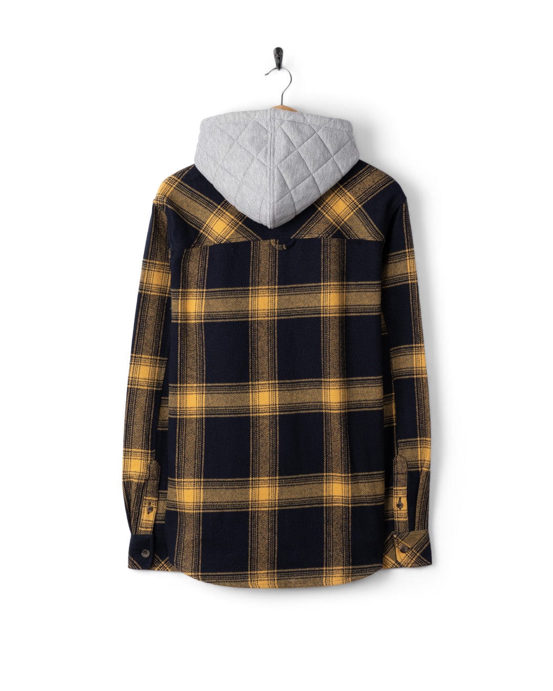 Beale - Mens Hooded Check Shirt - Yellow/Blue - Image 9