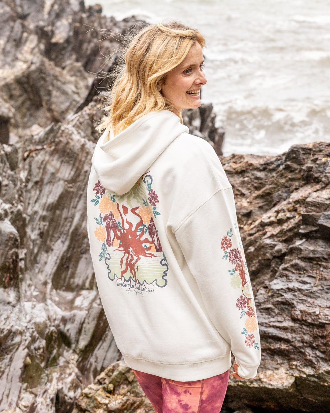 Better Days - Womens Oversized Pop Hoodie - Cream - Image 4