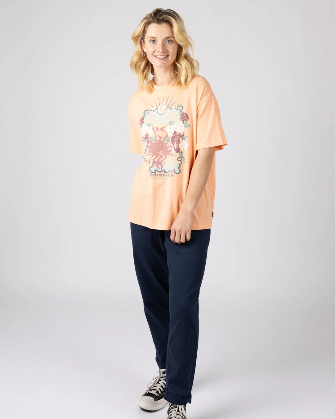 Better Days - Womens Oversized Short Sleeve T-shirt - Orange - Image 3