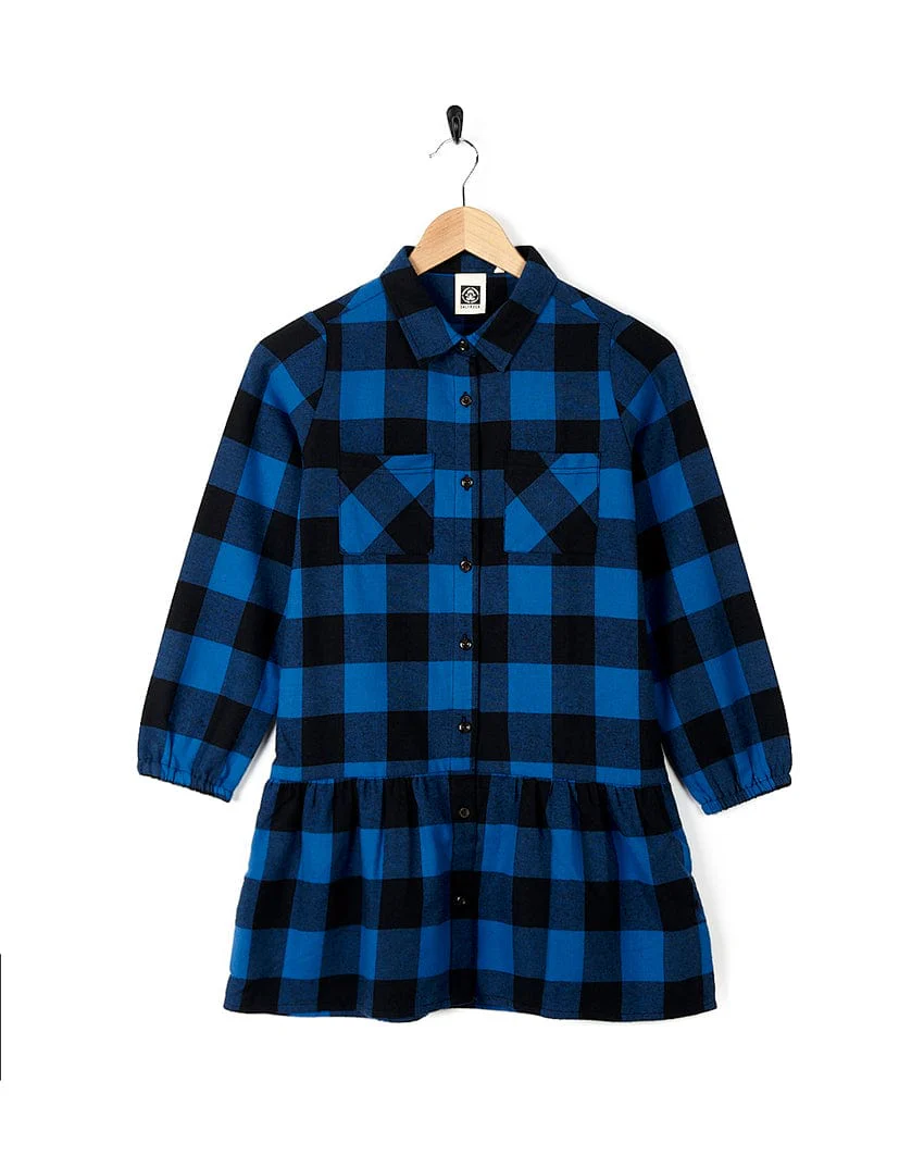 Birdie - Kids Check Shirt Dress - Blue - Image 2