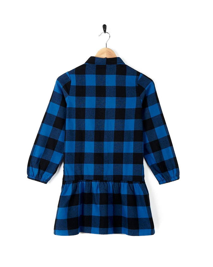 Birdie - Kids Check Shirt Dress - Blue - Image 4