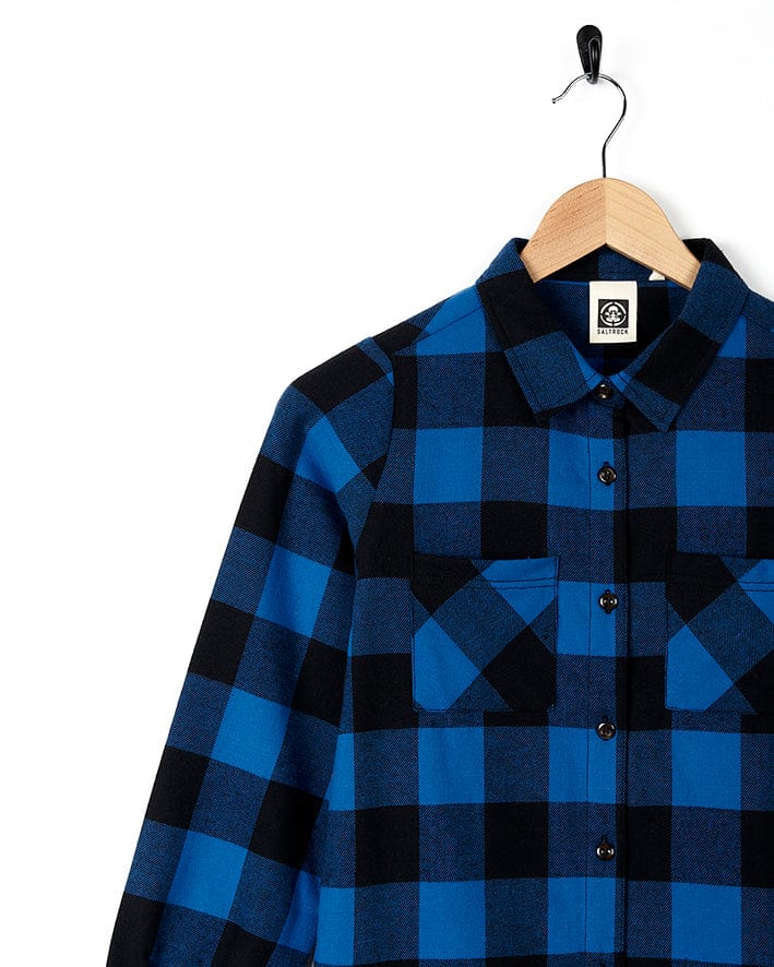 Birdie - Kids Check Shirt Dress - Blue - Image 5