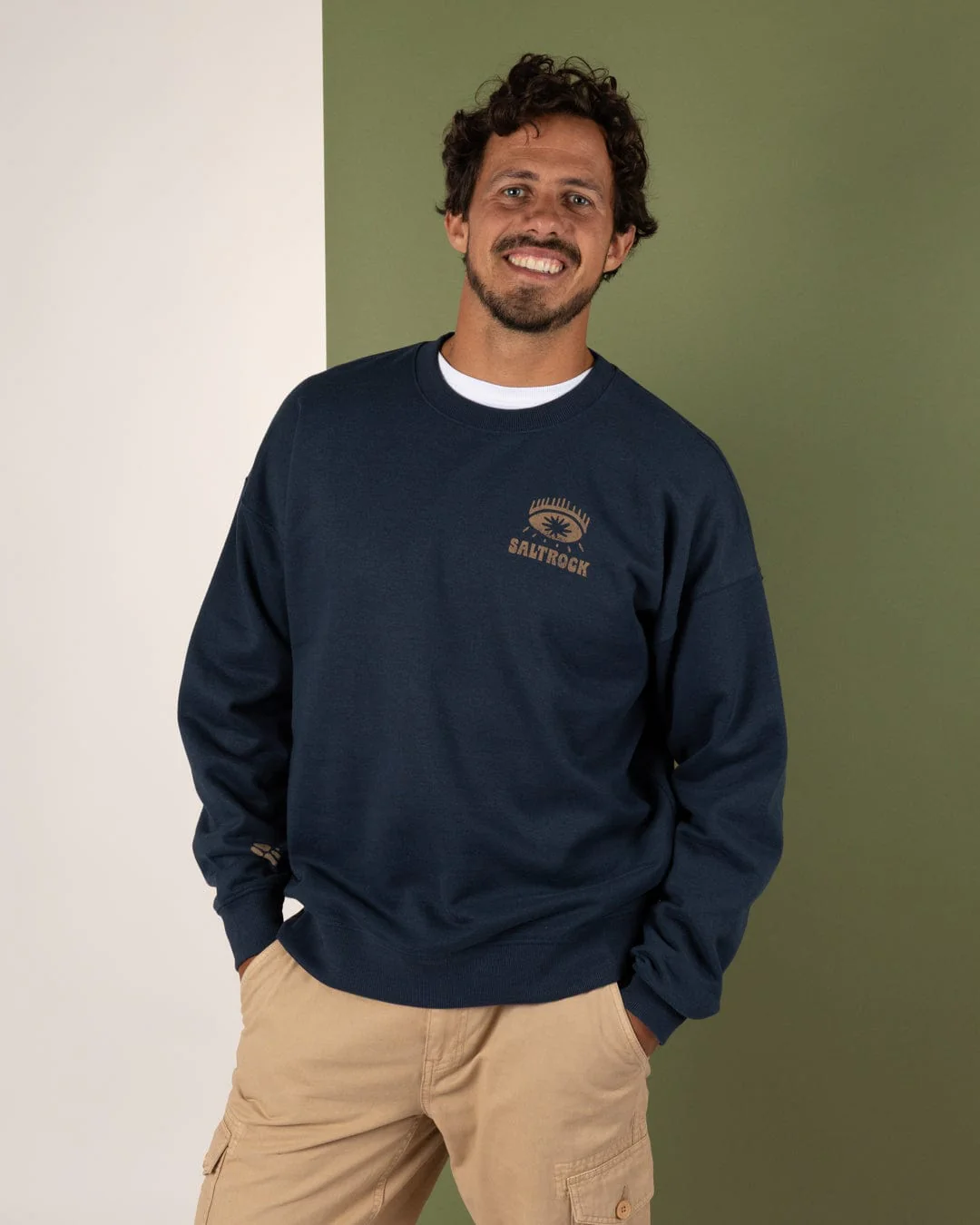 Block Icons - Mens Oversized Sweatshirt - Blue - Image 4