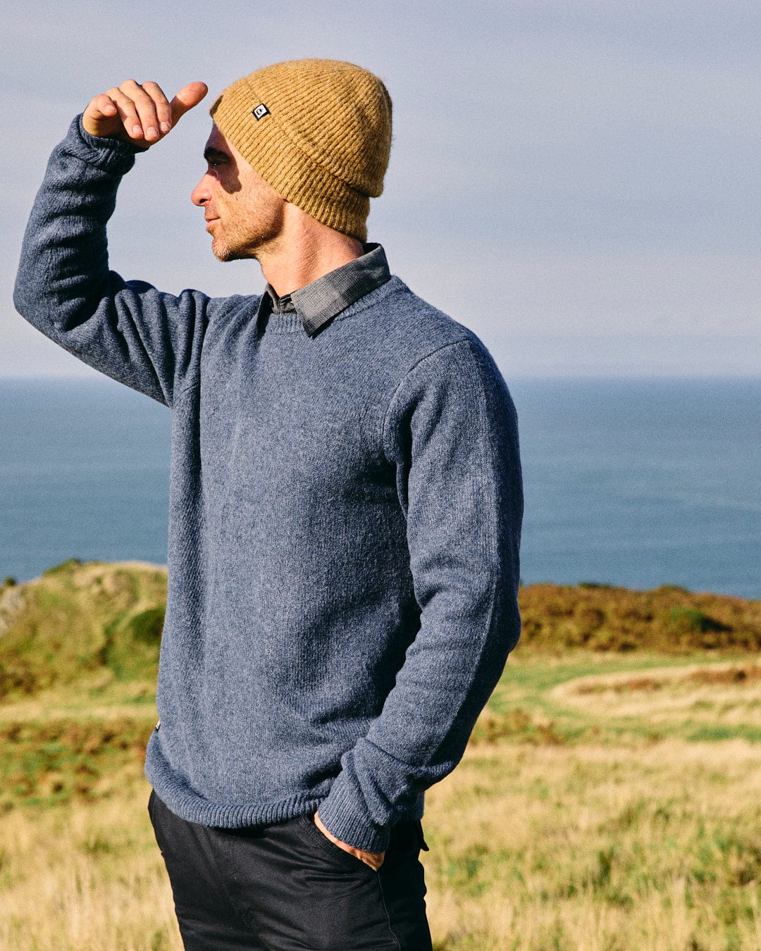 Bowen - Mens Knitted Jumper - Blue - Image 7