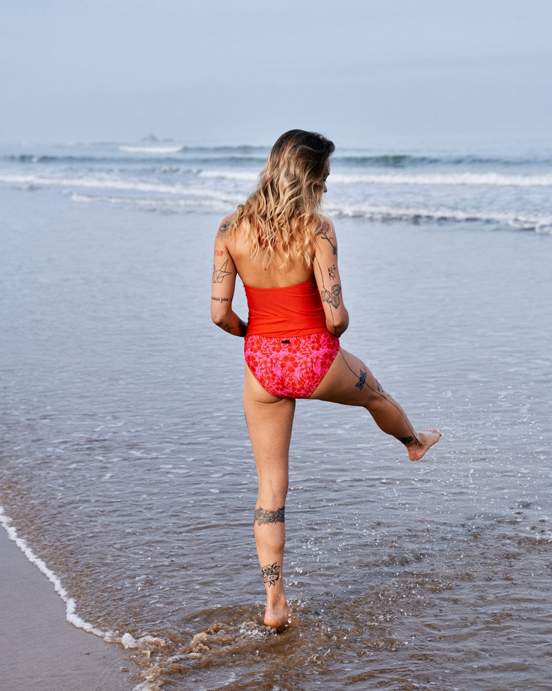 Caeley - Recycled Womens Hibiscus Bikini Bottoms - Pink - Image 9