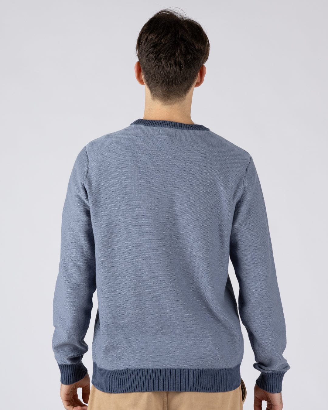 Callum - Mens Knitted Jumper - Blue - Image 3