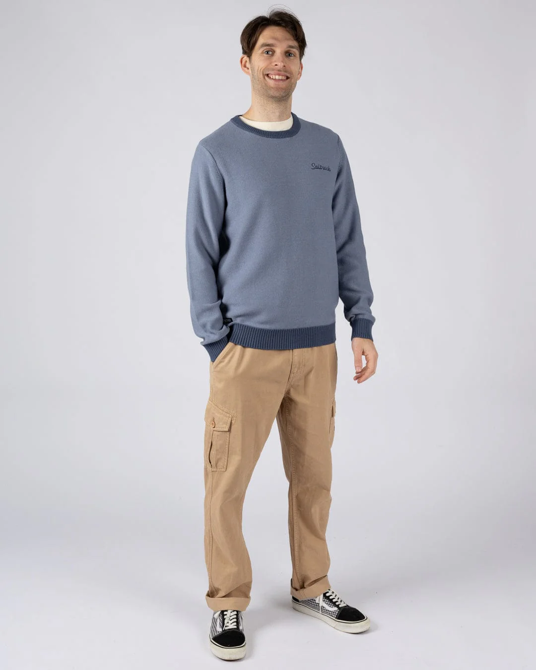 Callum - Mens Knitted Jumper - Blue - Image 5
