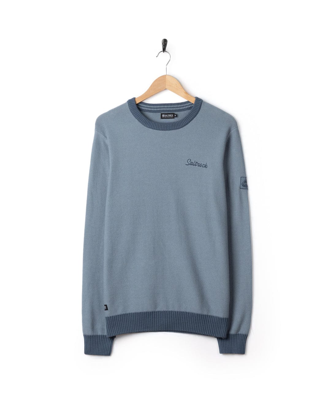 Callum - Mens Knitted Jumper - Blue - Image 7