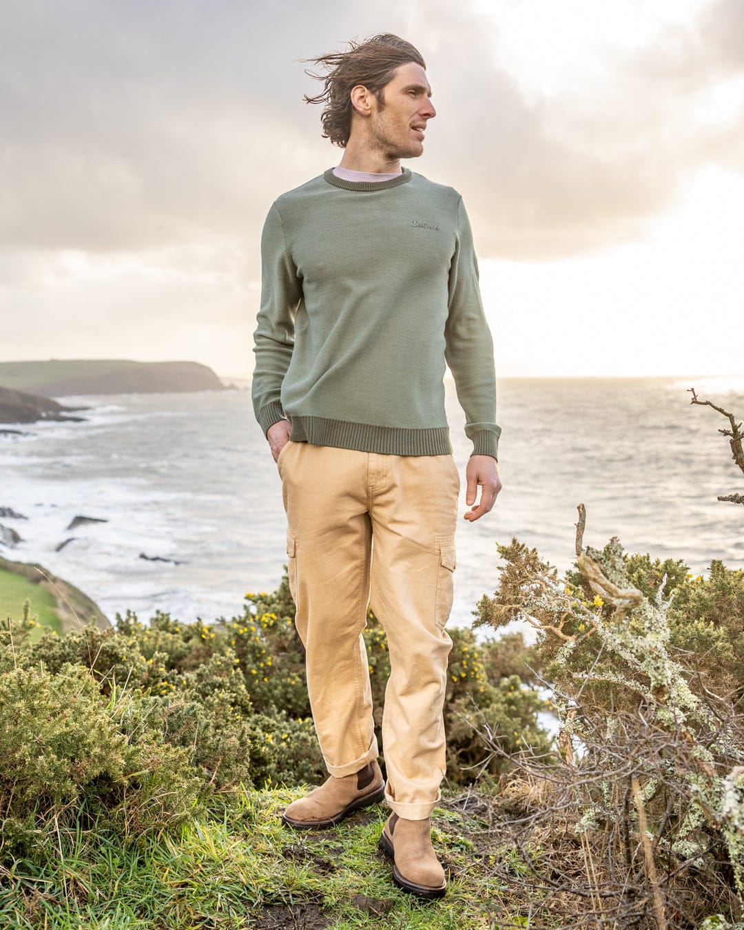 Callum - Mens Knitted Jumper - Green - Image 4