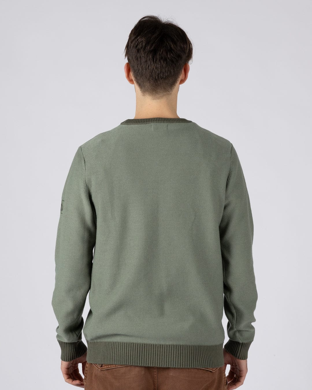Callum - Mens Knitted Jumper - Green - Image 5
