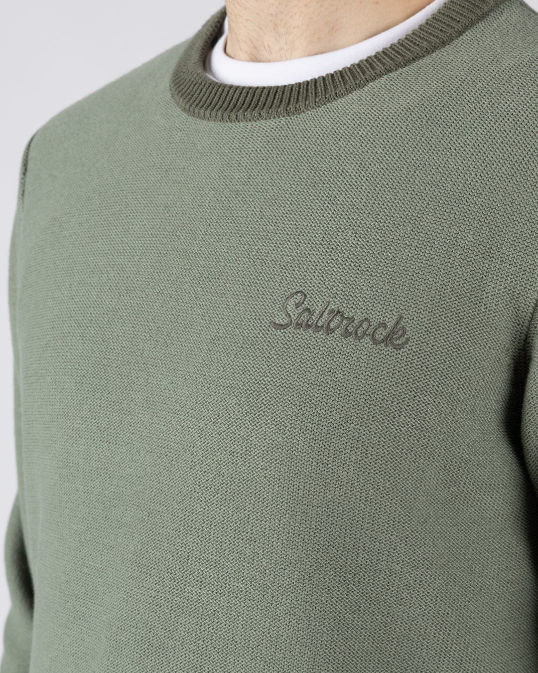 Callum - Mens Knitted Jumper - Green - Image 7