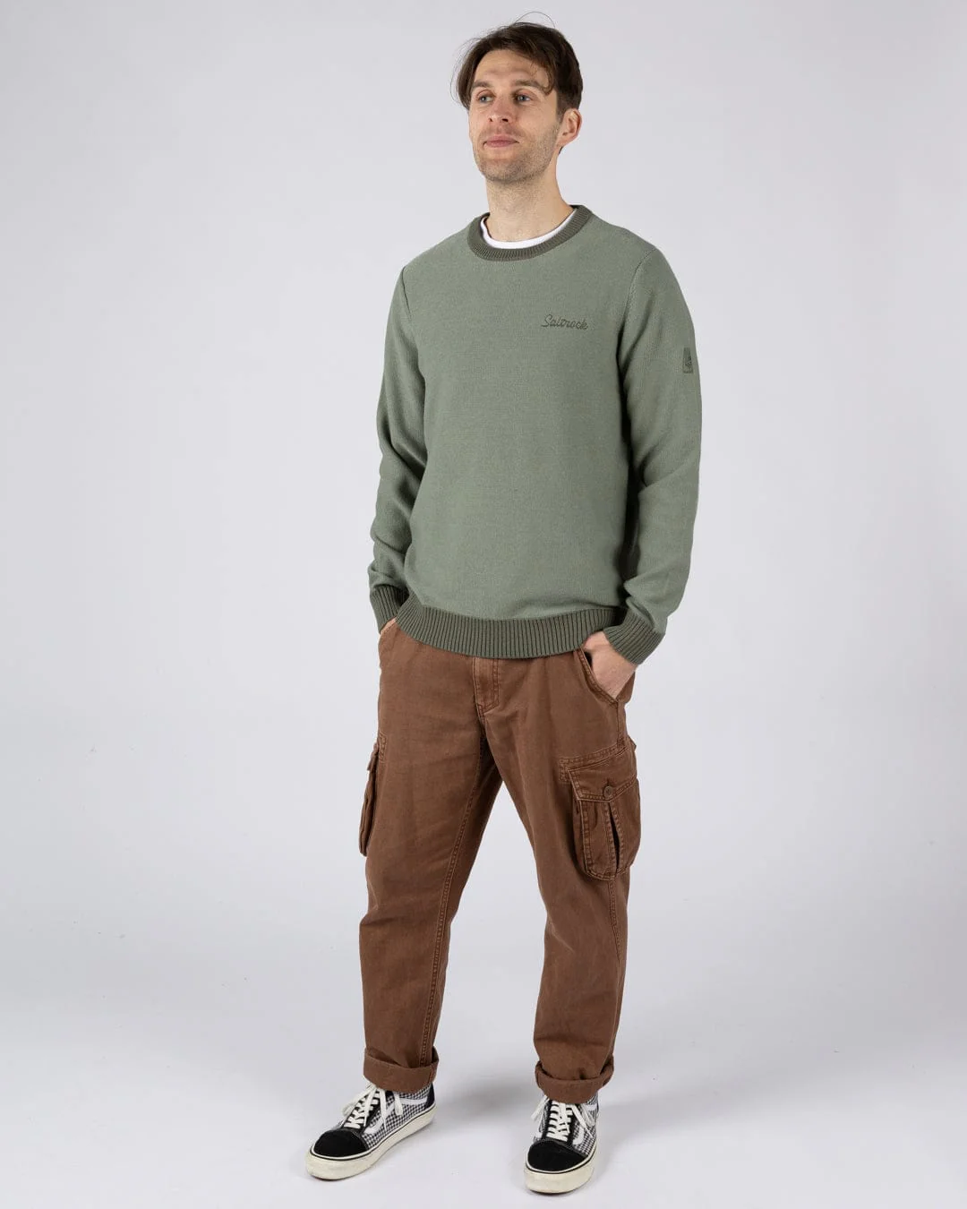 Callum - Mens Knitted Jumper - Green - Image 8